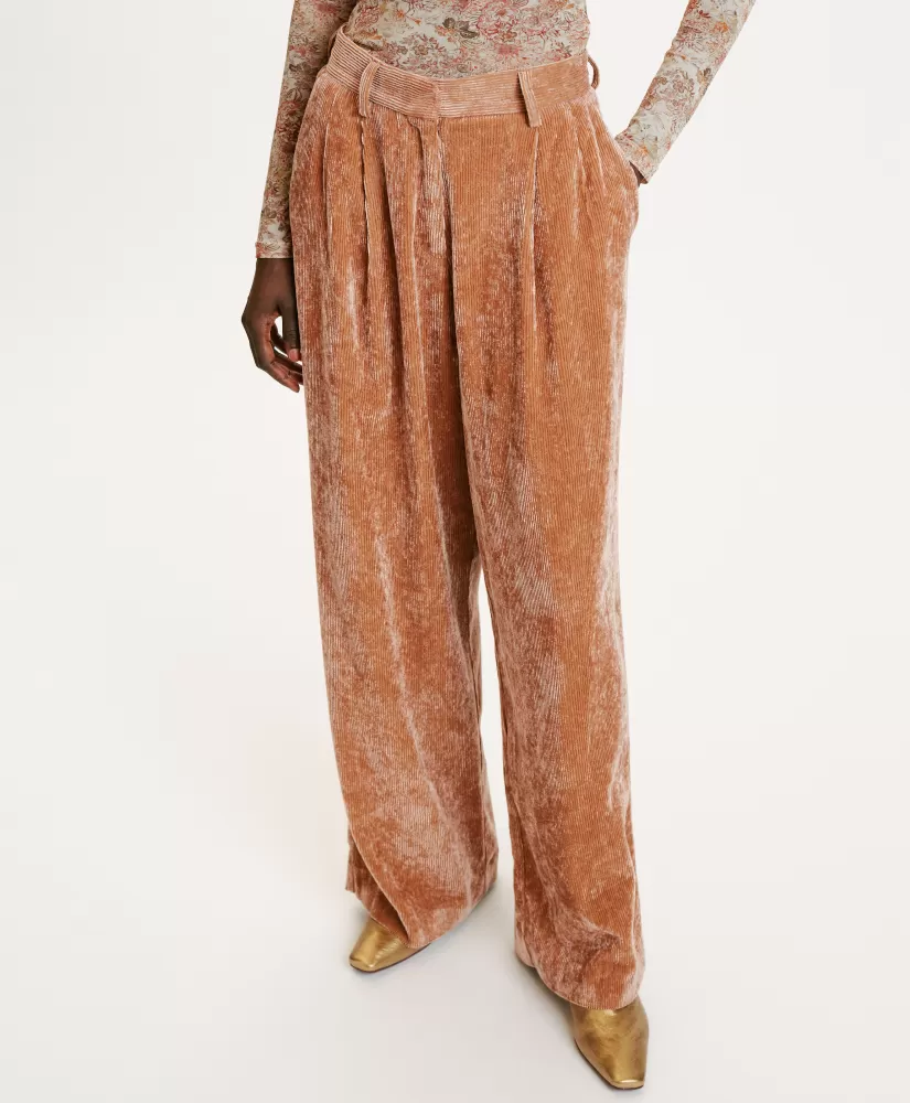 PANTALONI KYOTO IN VELLUTO STRETCH BICOLOR--Momoni Cheap